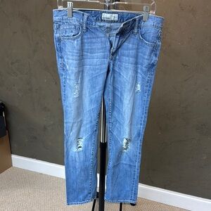 Old Navy Blue Ankle Cropped Jeans Distressed